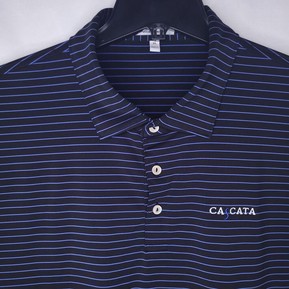 Peter Millar Summer Comfort Polo Shirt Mens XL Striped Navy Blue Cascata